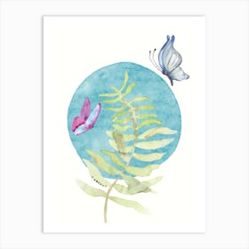 Butterflies And Fern Art Print