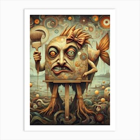 The Surreal Symphony of the Abyss: A Canvas's Twisted Tale Art Print