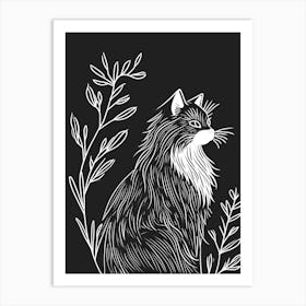 Norwegian Forest Cat Cat Minimalist Illustration 3 Art Print