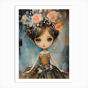 Little Girl With Flowers 1 Art Print