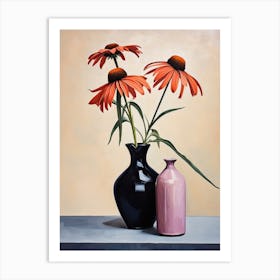 Bouquet Of Purple Coneflower Flowers, Autumn Fall Florals Painting 1 Art Print