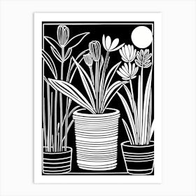 Lion cut inspired Black and white Garden plants & flowers art, Gardening art, 229 Art Print