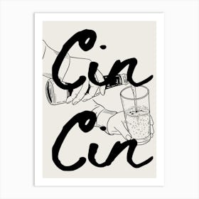 Cin Cin Retro Bar Cart Kitchen Vintage 2 Art Print