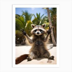 A Common Raccoon Doing Peace Sign Wearing Sunglasses 2 Art Print