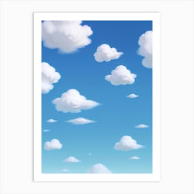 Fluffy Clouds Blue Sky Art Print