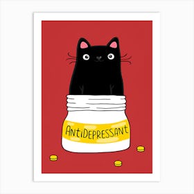 Anti-Depressant Cat Art Print