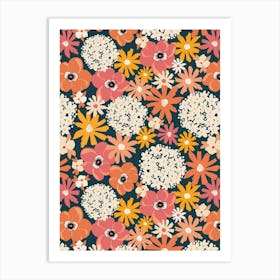 Mixed Summer Floral Warm Nights Art Print