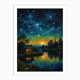 Night By The Lake 13 Art Print