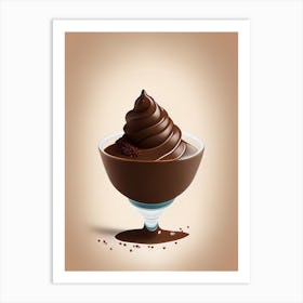 Chocolate Mousse Dessert Retro Minimal 2 Flower Art Print