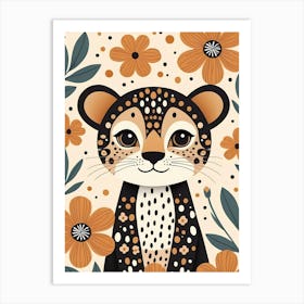 Floral Cute Baby Leopard Nursery (21) Art Print
