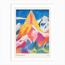 Masherbrum Pakistan 1 Colourful Mountain Illustration Poster Art Print