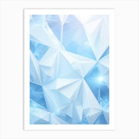 Abstract Geometric Composition Integrating Polygons Soft White And Blue Hues And Transparent Ice Art Print