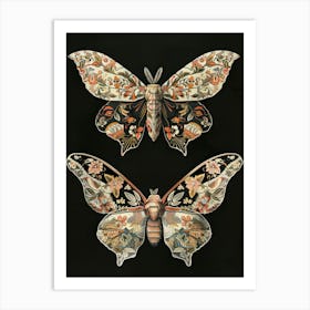 Dark Butterflies William Morris Style 1 Art Print