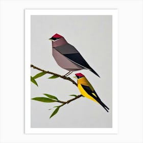 Cedar 3 Waxwing Origami Bird Art Print