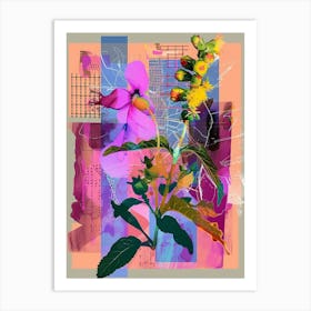 Snapdragon 2 Neon Flower Collage Art Print