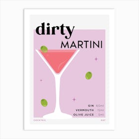 Dirty Martini in Purple Cocktail Recipe Art Print