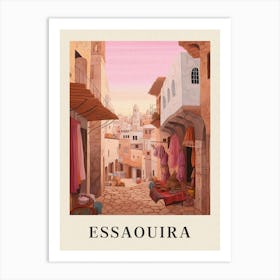 Essaouira Morocco 4 Vintage Pink Travel Illustration Poster Art Print