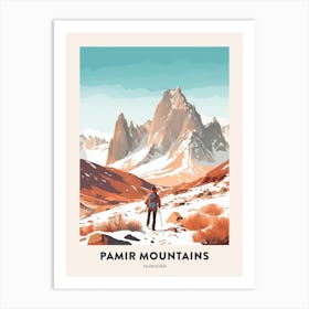 Vintage Winter Travel Poster Pamir Mountains Tajikistan 4 Art Print