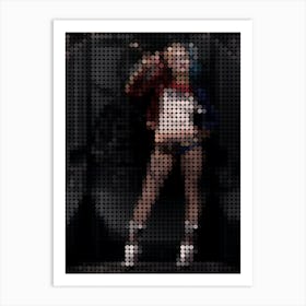 Harley Quinn In A Pixel Dots Art Style Art Print