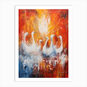 Swans Abstract Expressionism 1 Art Print