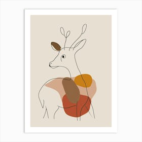 Deer - Boho, Line Art 14 Art Print