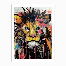 Lion in Basquiat style Art Print