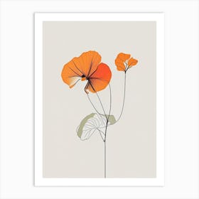 Nasturtium Floral Minimal Line Drawing 3 Flower Art Print