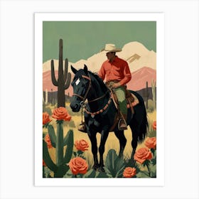 Cowboy In The Desert 16 Art Print