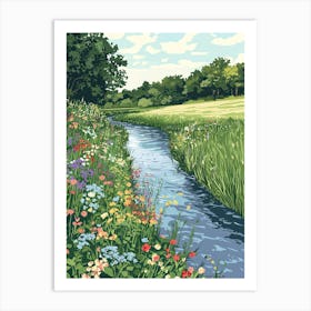 Stream In The Meadow 2 Art Print