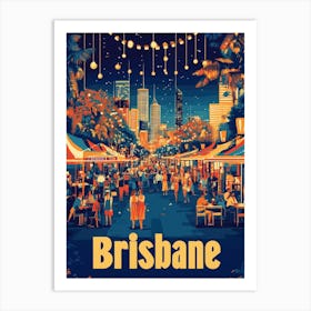 Aihrgdesign A 1970s Inspired Travel Poster For Brisbane Depic D8063b5b E489 42c6 9822 3fde741ad506 0 Art Print