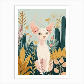 Sphynx Cat Storybook Illustration 3 Art Print