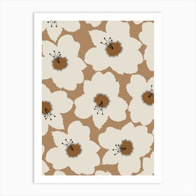 Retro Floral Earth Tones Art Print