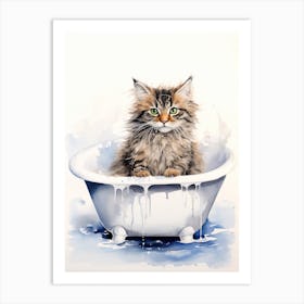 American Bobtail Cat In Bathtub Bathroom 4 Art Print