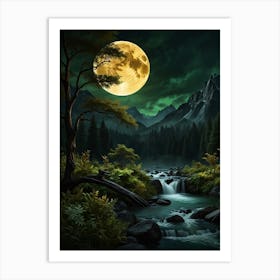 Full Moon In The Forest 1 Art Print