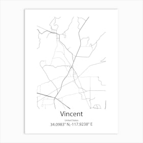 Vincent,United States Minimalist Map Affiche