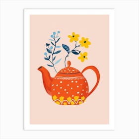 Teapot With Flowers Art Print