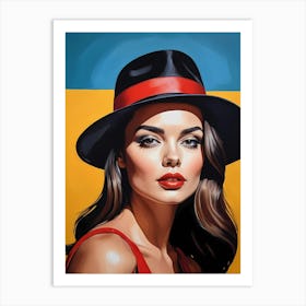 Woman Portrait With Hat Pop Art (107) Art Print