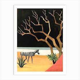 Zebra And Tree Art Print