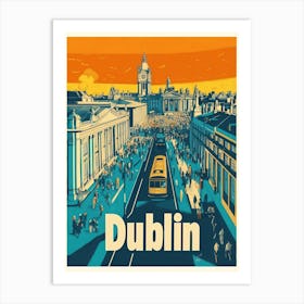 Aihrgdesign A 1970s Inspired Travel Poster For Dublin Art Print