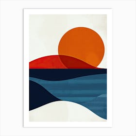 Sunset At The Beach, Scandinavian Simplicity 6 Art Print