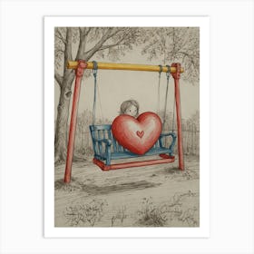 Heart On A Swing Art Print