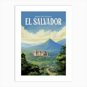 Santa Ana Volcano El Salvador Map Print Poster