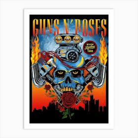 Guns N Roses on tour poster Art Print