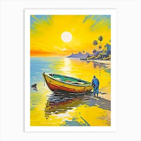 Sunset Boat Art Print