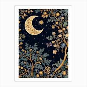 Moon And Trees Art Print