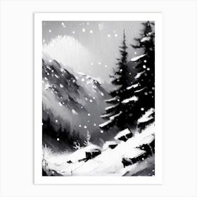Snowflakes In The Mountains,Snowflakes Black & White 3 Art Print