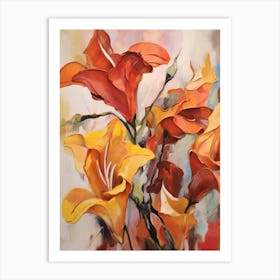 Fall Flower Painting Gloriosa Lily 1 Art Print