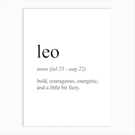 Leo Star Sign Definition Meaning Art Print