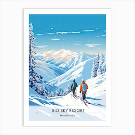 Big Sky Resort   Montana Usa, Ski Resort Poster Illustration 1 Art Print