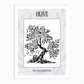 Olive Tree Simple Geometric Nature Stencil 21 Poster Art Print